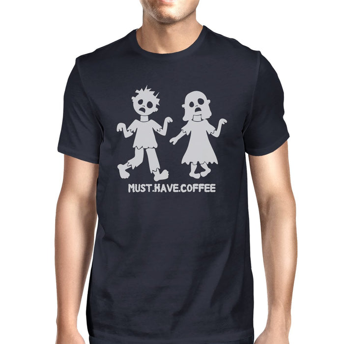 Must Have Coffee Zombies Mens Navy Shirt.