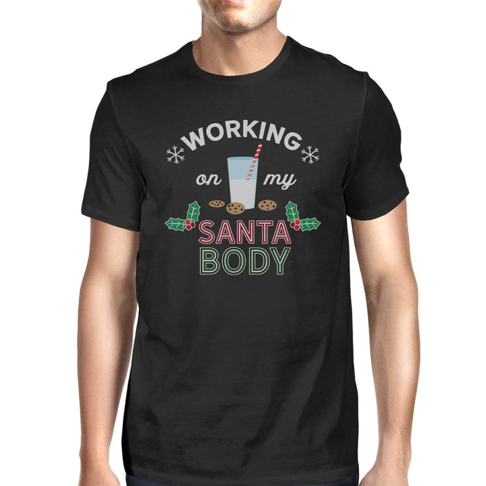 Working On My Santa Body Mens Black Shirt.