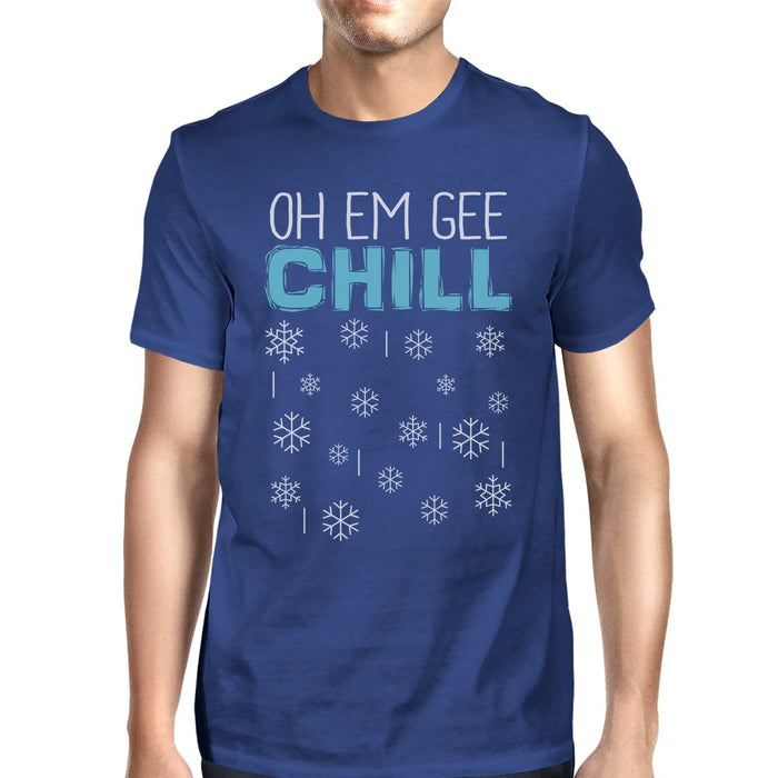 Oh Em Gee Chill Snowflakes Mens Royal Blue Shirt.