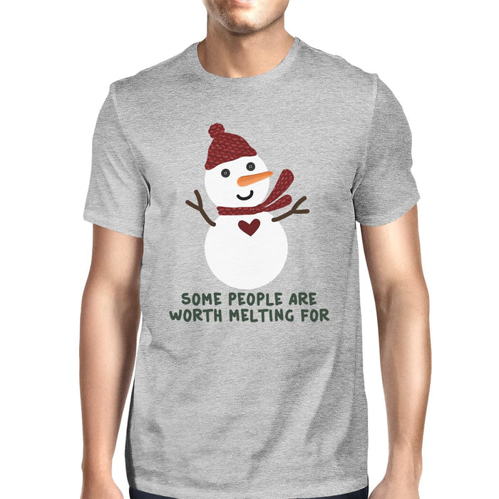 Some People Are Worth Melting For Snowman Mens Grey Shirt.