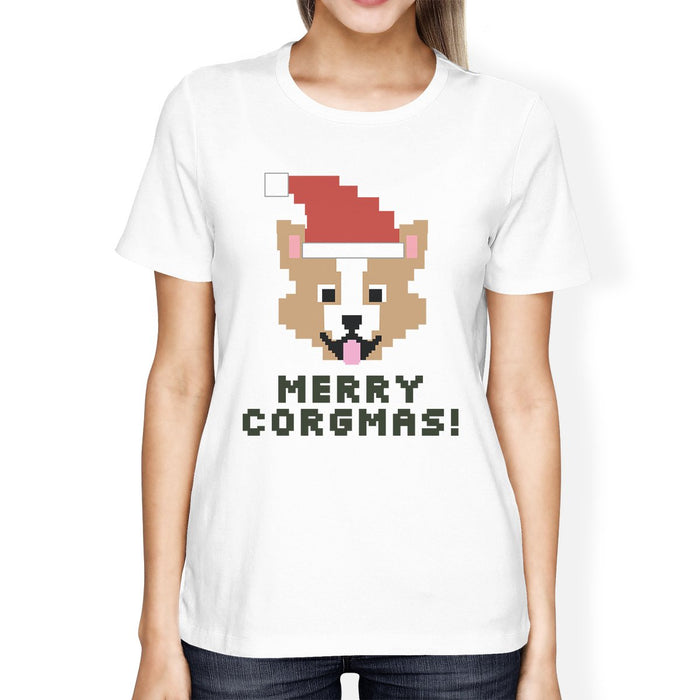 Merry Corgmas Corgi Womens White Shirt.