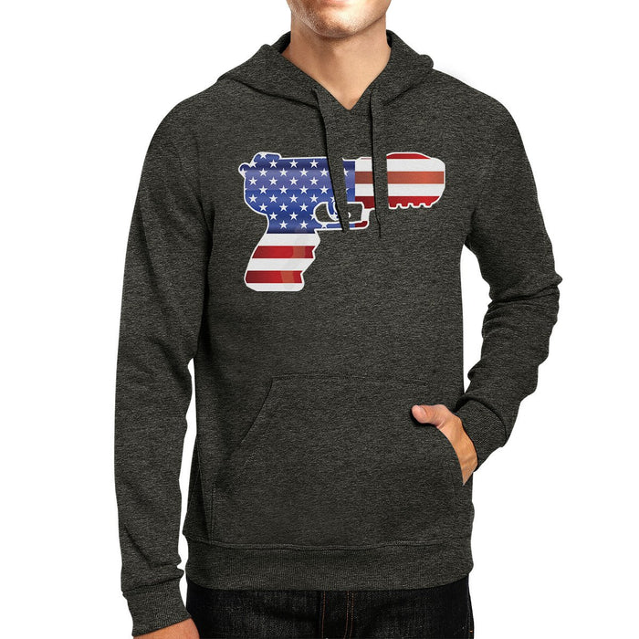 Pistol Shape American Flag Unisex Hoodie For Independence Day.