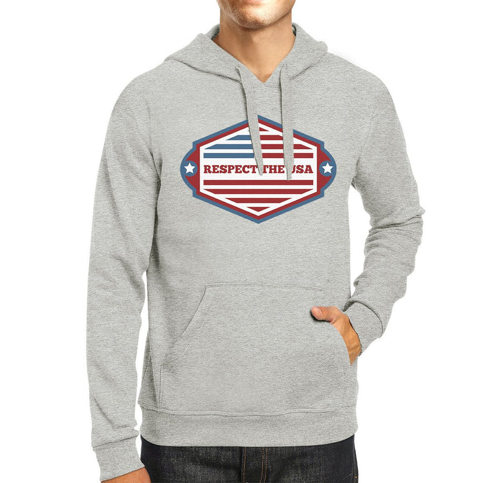 Respect The USA Unisex Gray Hoodie Crewneck Pullover Fleece Gifts.