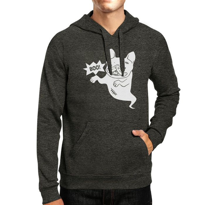 Boo French Bulldog Ghost Dark Grey Hoodie.