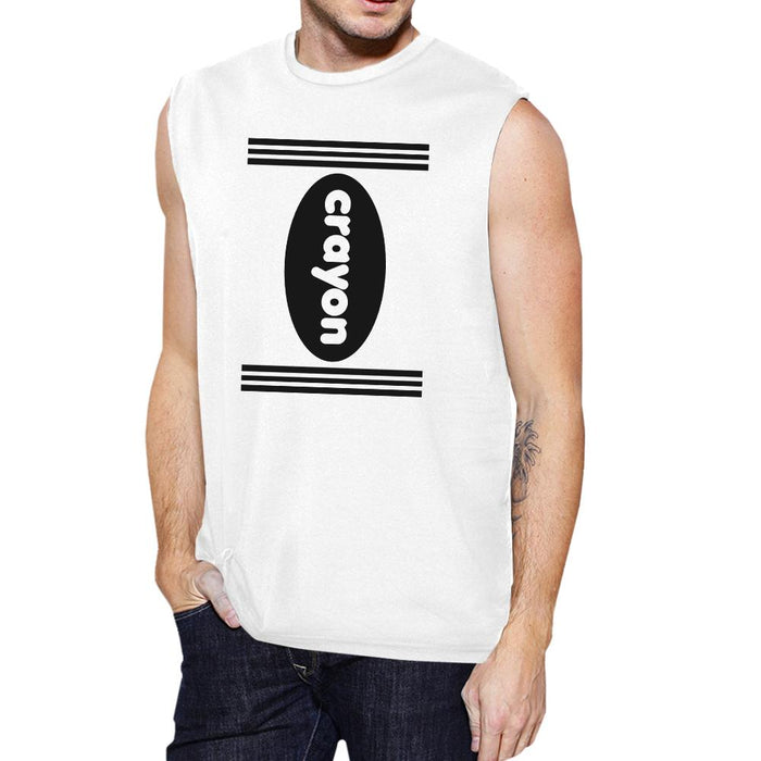 Crayon Mens White Muscle Top.