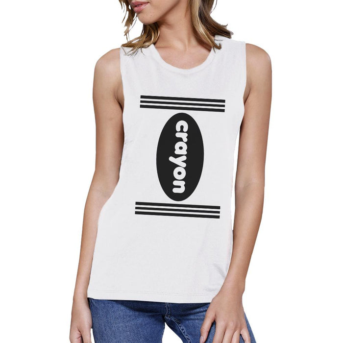 Crayon Womens White Muscle Top.