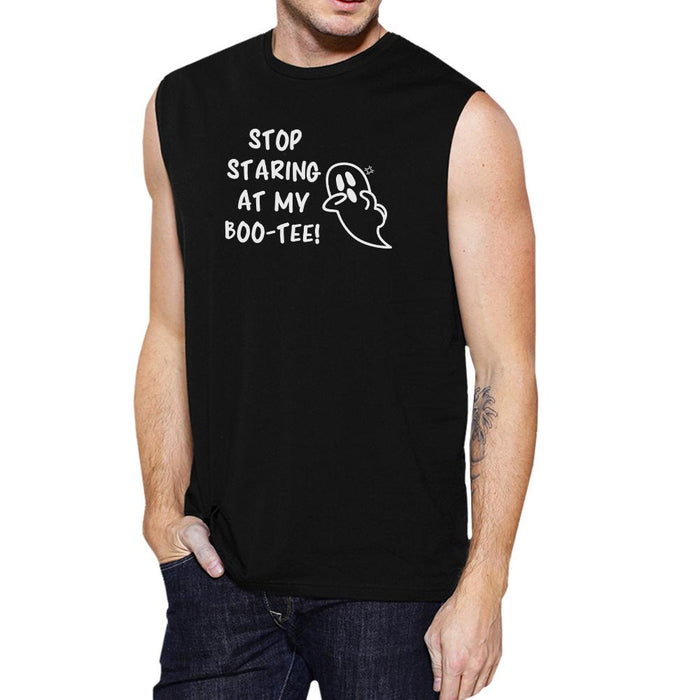 Stop Staring At My Boo-Tee Ghost Mens Black Muscle Top.