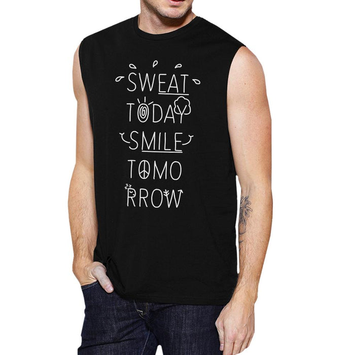 Sweat Smile Mens Funny Workout Muscle Tank Top Fitness Muscle Shirt.