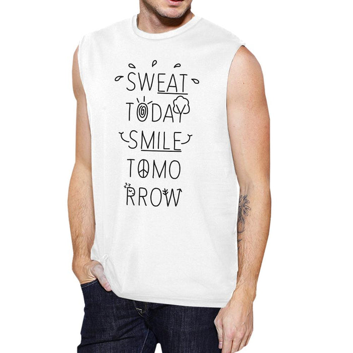 Sweat Smile Mens Funny Workout Muscle Tank Top Fitness Muscle Shirt.