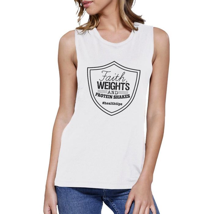 Faith Weights Womens Tank Top Muscle Shirt Cute Workout Lovers Gift.