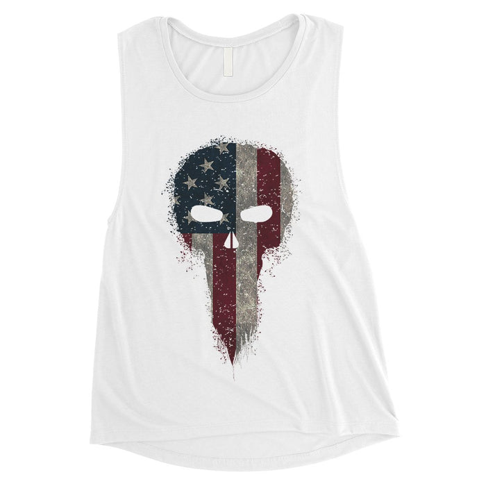 Vintage American Skull Womens Muscle Tee Cute 4th of July Outfits.