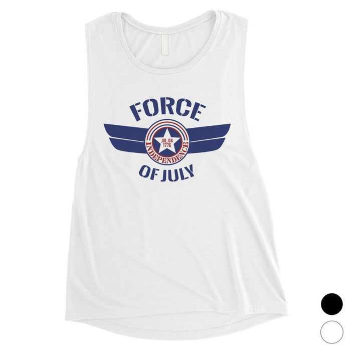Force Of July Women Racerback Workout Muscle Tee 4th Of July Outfit.