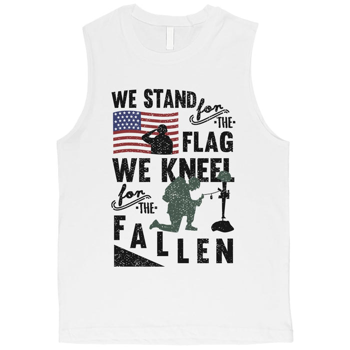 We Stand We Kneel Mens Graphic Workout Muscle Tee Memorial Day Gift.