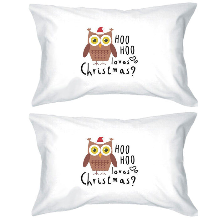 Hoo Christmas Owl Pillowcases Standard Size Pillow Covers.