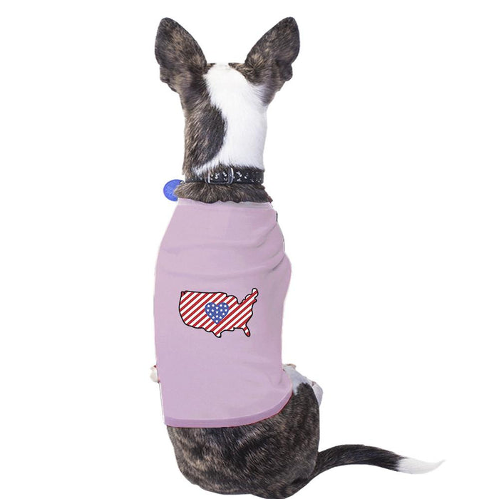 American Flag Pattern USA Map Graphic Pink Shirt For Small Pet Only.