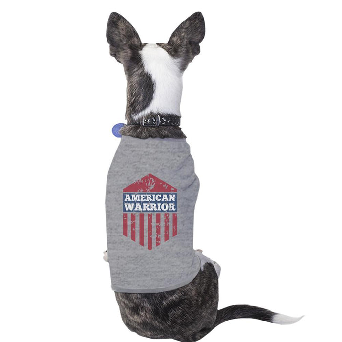 American Warrior Gray Cute Graphic Pets Shirt For Independence Day.