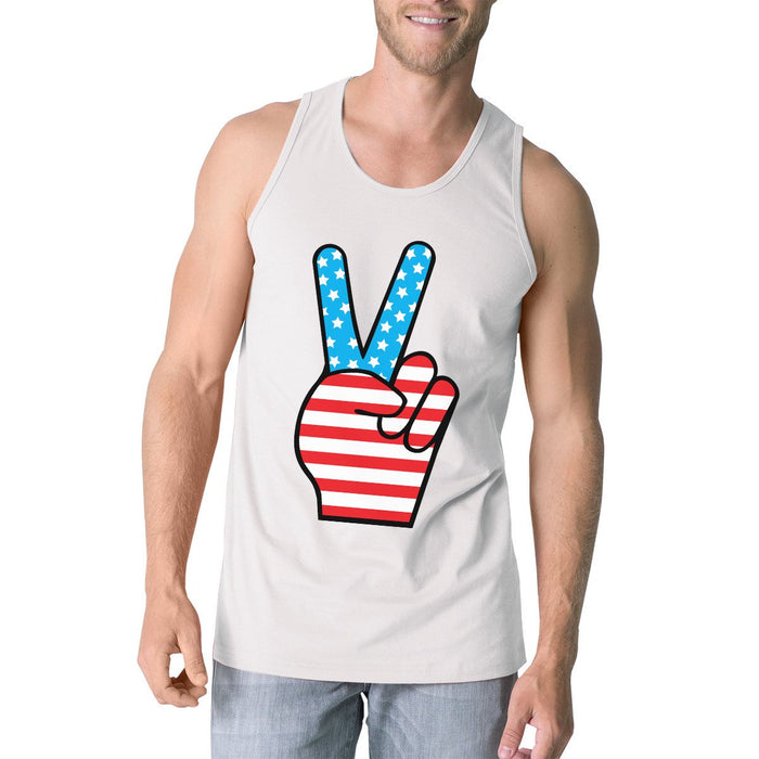Peace Sign Cute American Flag Tank Top For Men 4th Of July Special.