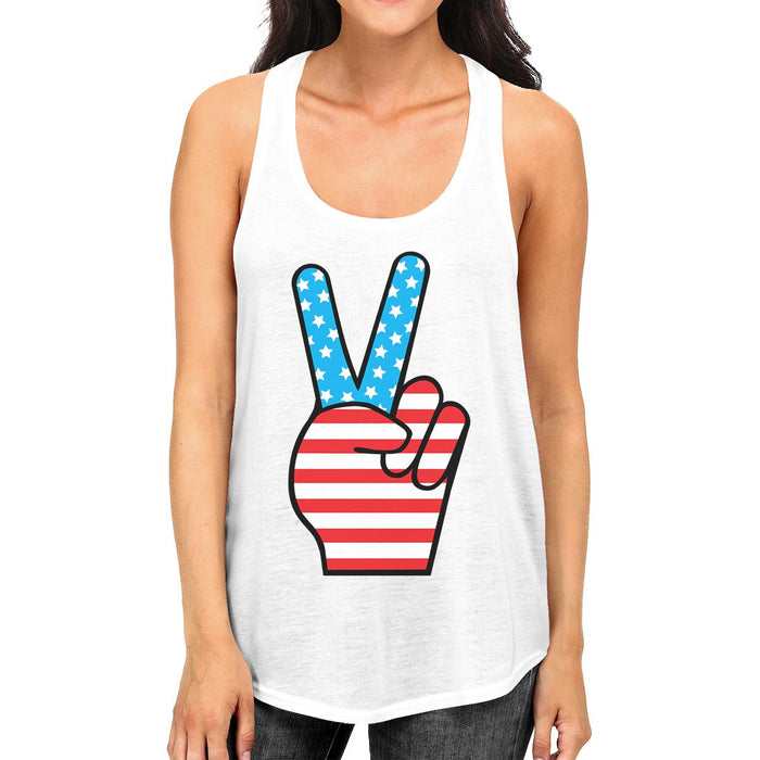 Peace Sign American Flag Unique Independence Day Tank Top For Her.