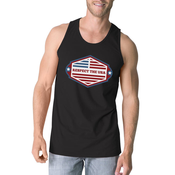 Respect The USA Mens Black Sleeveless Shirt Funny 4th Of July Tanks.