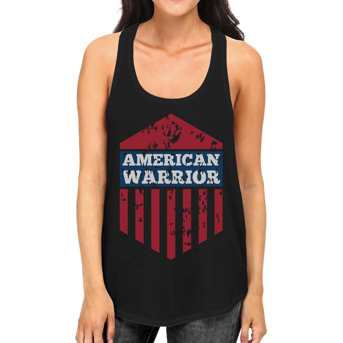 American Warrior Womens Black Crewneck Graphic Tanks Gift For Her.