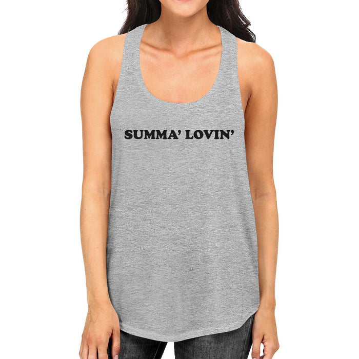 Summa' Lovin' Womens Grey Cute Graphic Tanks Racerback Gifts Idea.