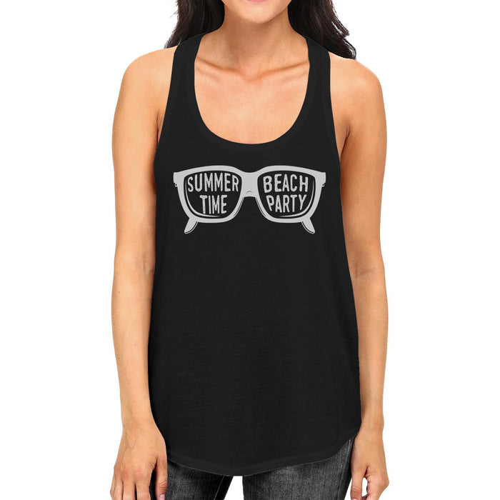 Summer Time Beach Party Womens Black Tank Top.