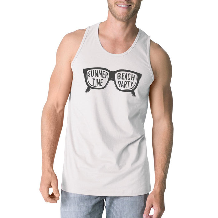 Summer Time Beach Party Mens White Tank Top.