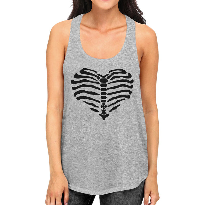 Skeleton Heart Womens Grey Tank Top.