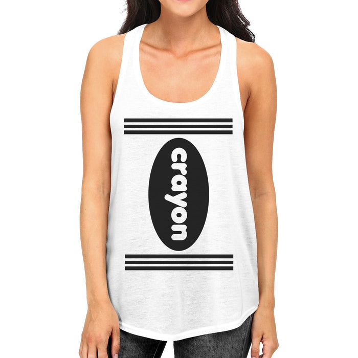 Crayon Womens White Tank Top.