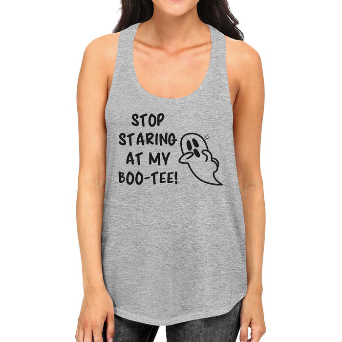 Stop Staring At My Boo-Tee Ghost Womens Grey Tank Top.