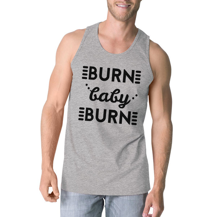 Burn Baby Mens Funny Work Out Lightweight Tank Top Gym Fitness Gift.