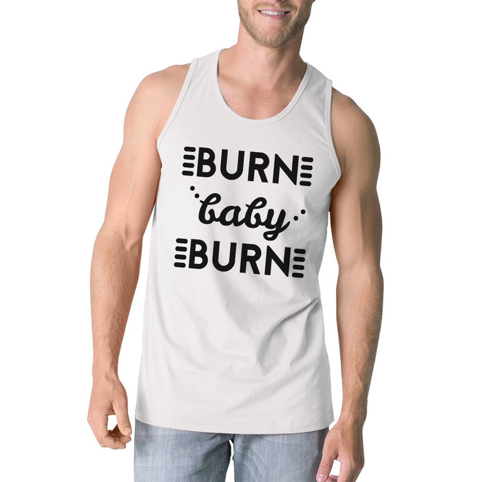 Burn Baby Mens Funny Work Out Lightweight Tank Top Gym Fitness Gift.