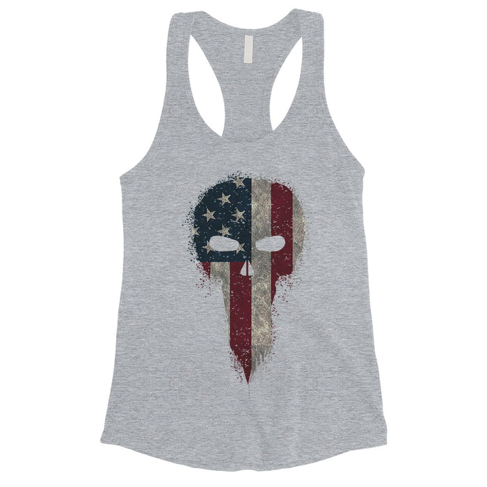 Vintage American Skull Womens Tank Top Cute 4th of July Outfits.