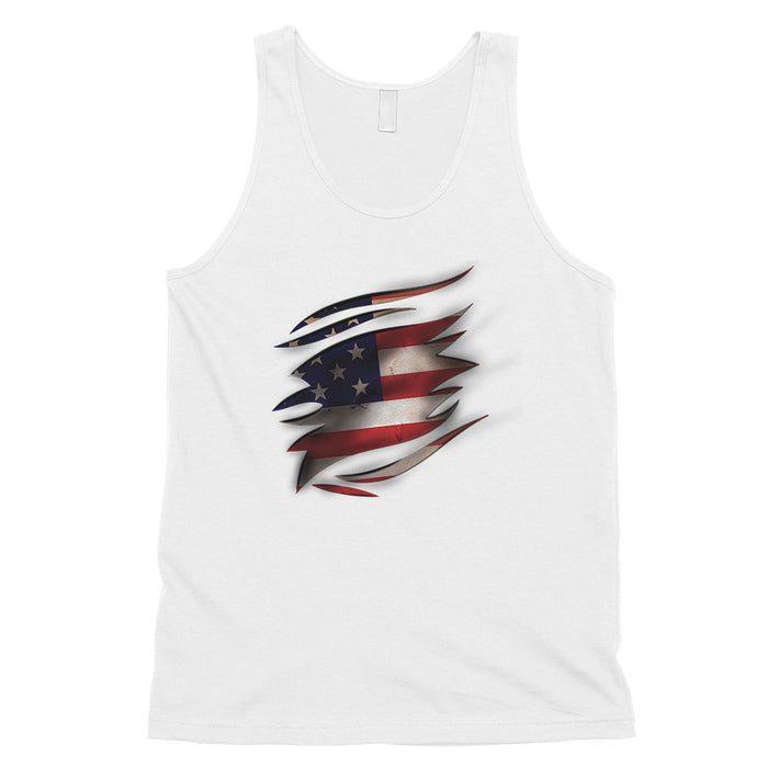 American Flag Ripped Mens Graphic 4th of July Tank Top Gift For Him.