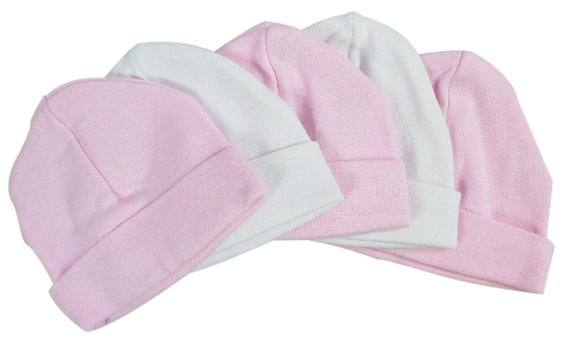 Pink & White Baby Caps (pack Of 5).