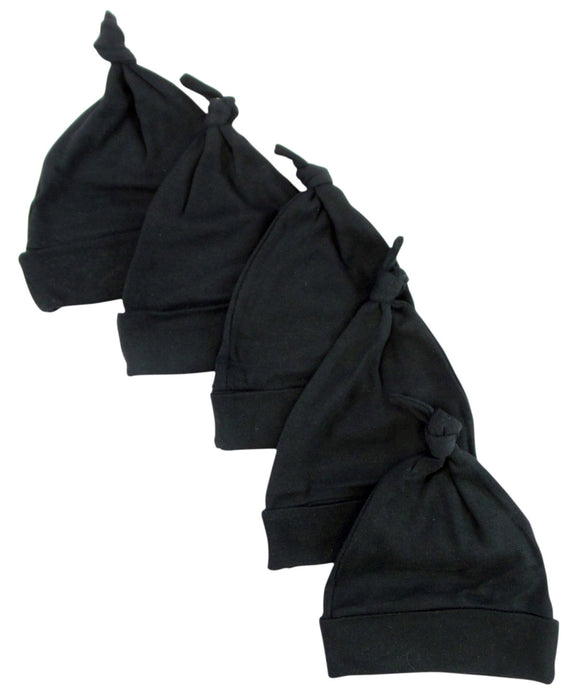Black Knotted Baby Cap (pack Of 5).