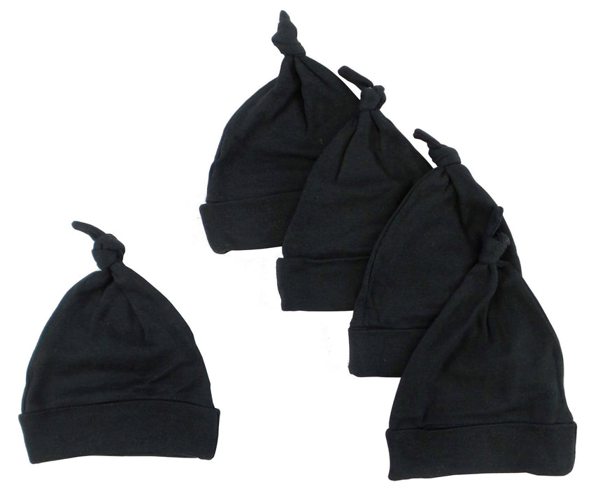 Black Knotted Baby Cap (pack Of 5).
