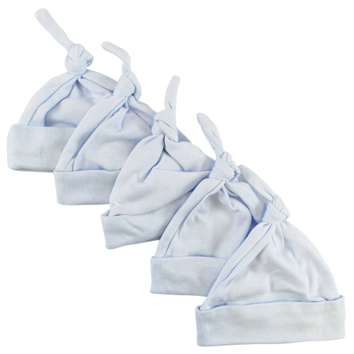 Blue Knotted Baby Cap (pack Of 5).