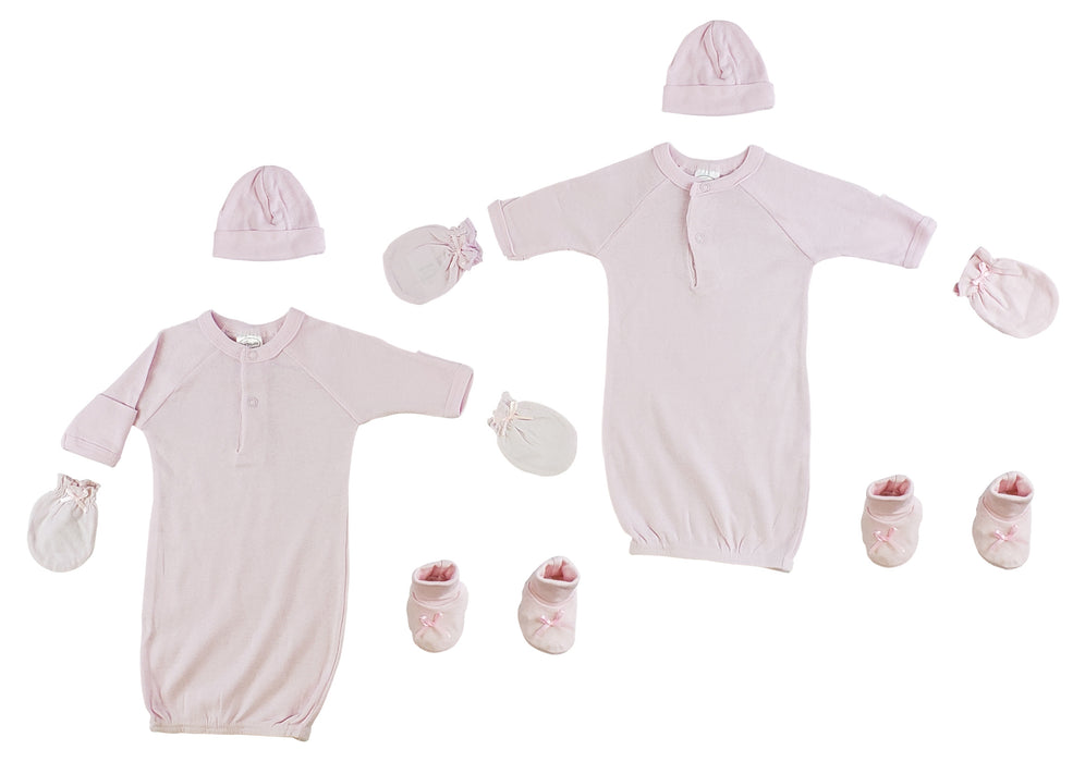 Preemie Gown, Cap, Mittens And Booties - 8 Pc Set.