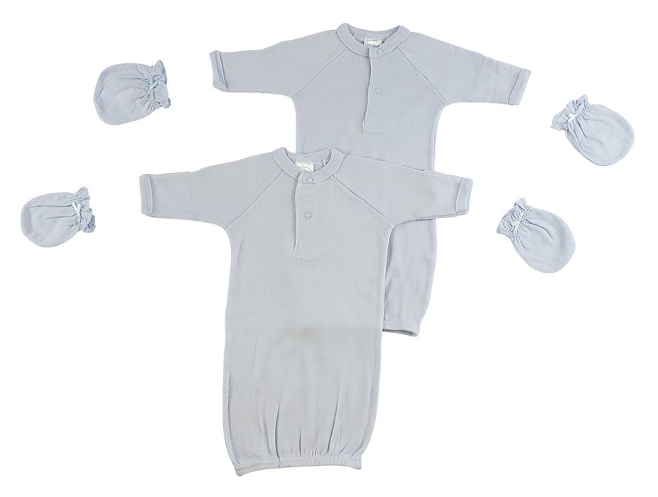 Preemie Boys Gowns And Mittens.