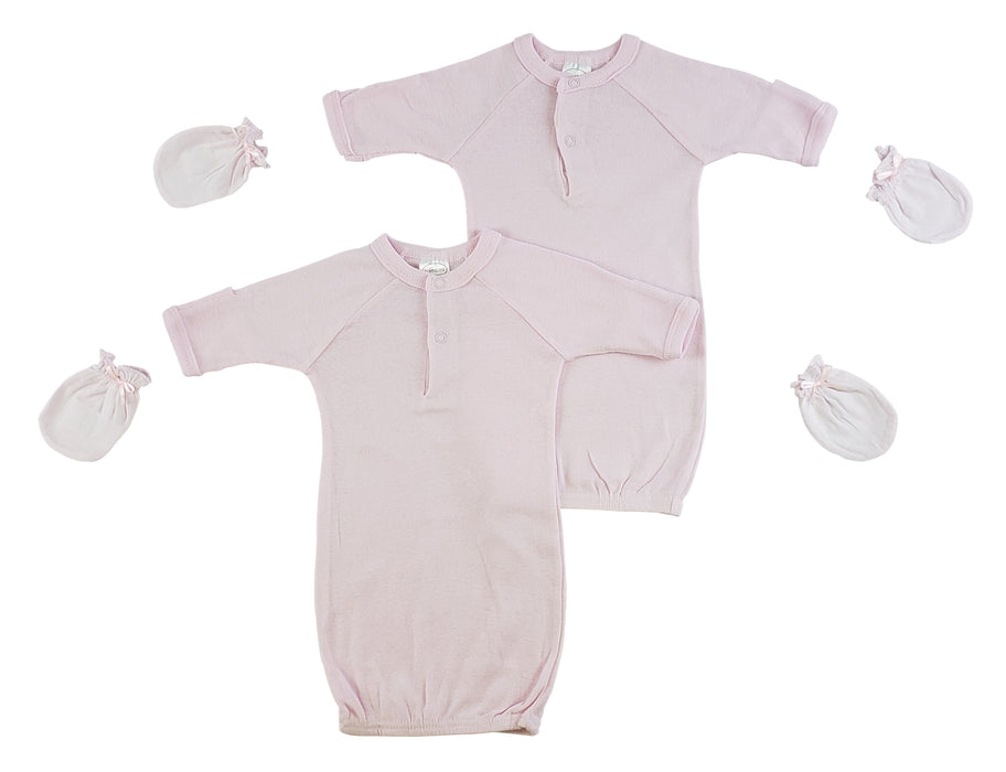 Preemie Girls Gowns And Mittens.