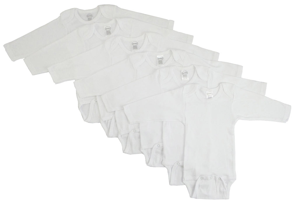 Long Sleeve White Onezie 6 Pack.