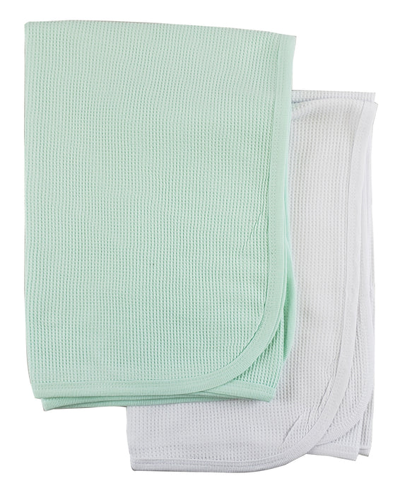 White And Mint Thermal Blankets.