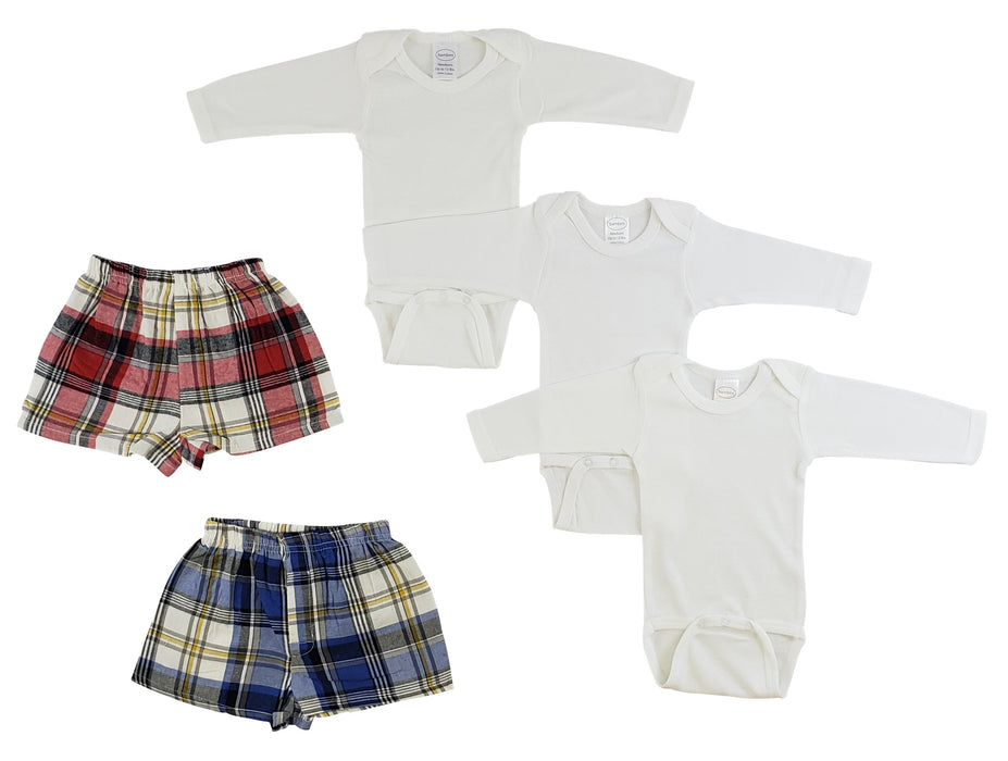 Infant Long Sleeve Onezies And Boxer Shorts.