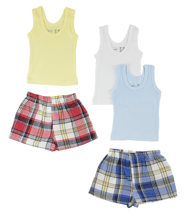 Boys Tank Tops And Boxer Shorts.