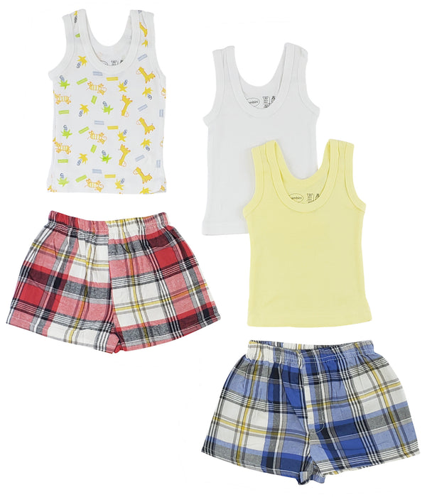 Boys Tank Tops And Boxer Shorts.