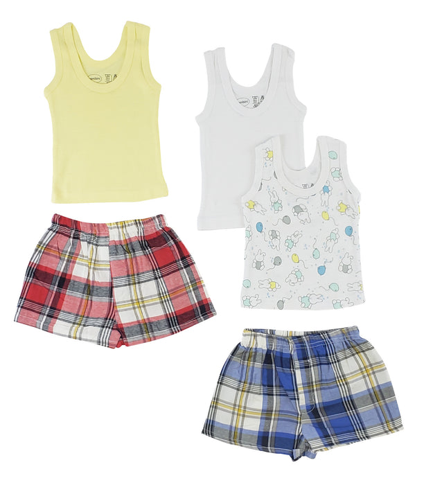 Girls Tank Tops And Boxer Shorts.