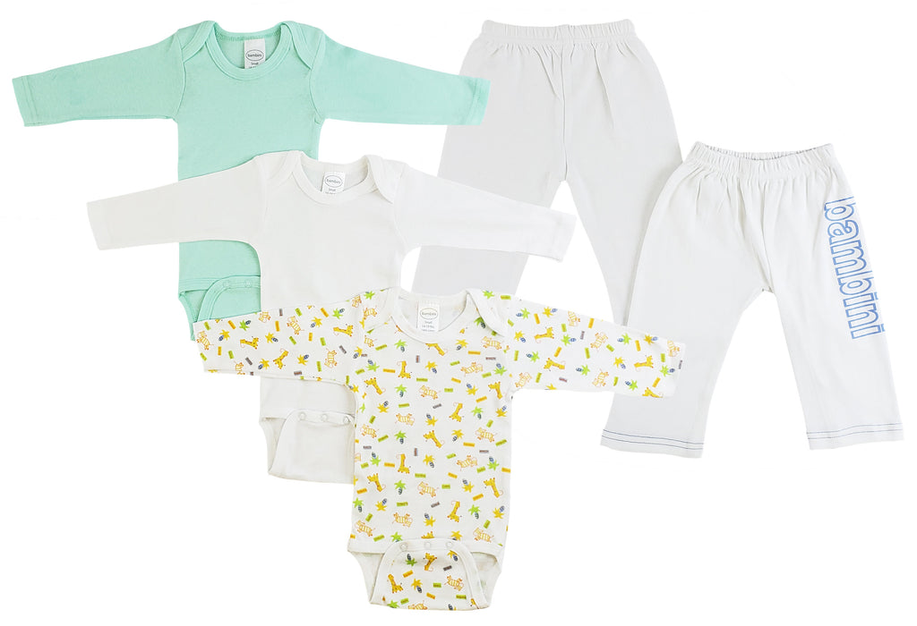 Infant Boys Long Sleeve Onezies And Track Sweatpants.