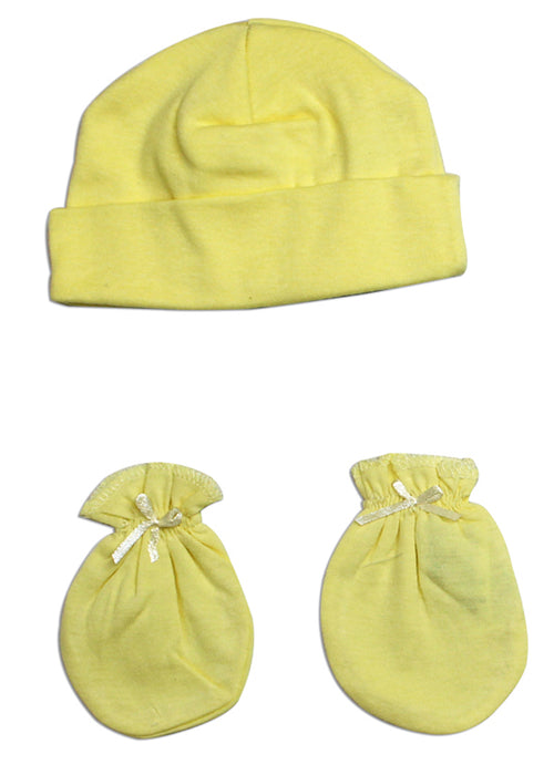 Neutral Baby Cap And Mittens 2 Piece Set.