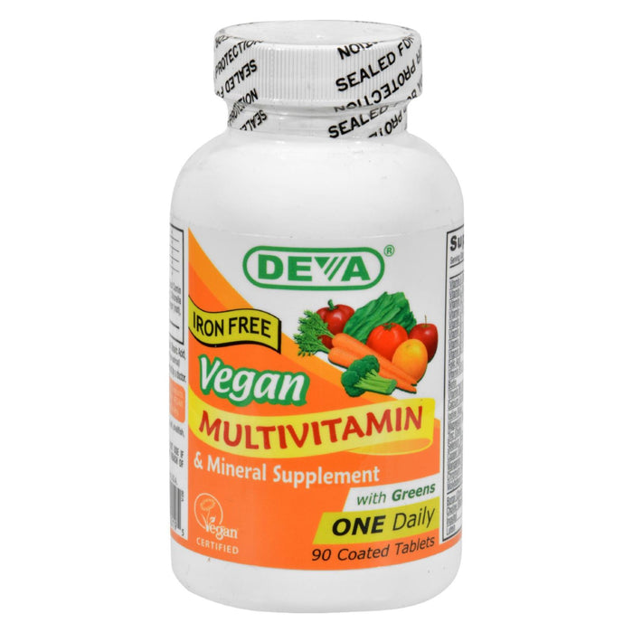 Deva Vegan Vitamins - Multivitamin And Mineral Supplement Iron Free - 90 Tablets.